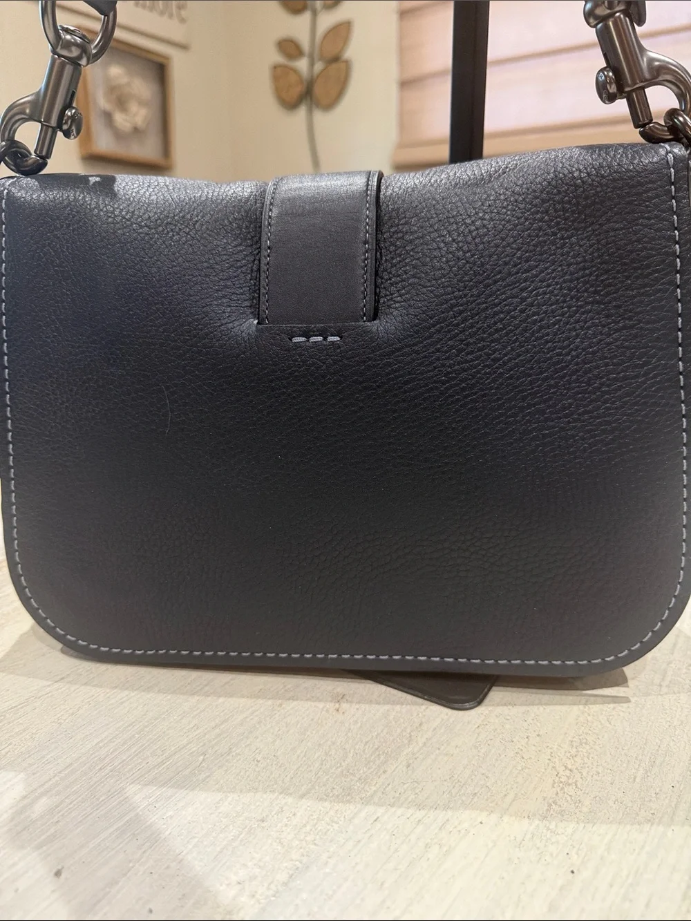Coach Page 27 Blue Pebbled Leather Shoulder Bag